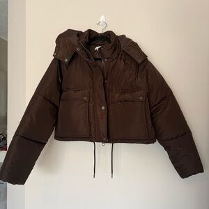 Women’s Topshop Brown Cropped Puffer Jacket